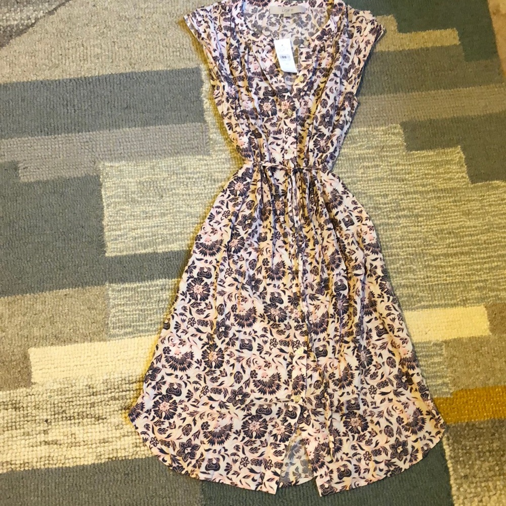 NWT LOFT XS Button Up Shirtdress